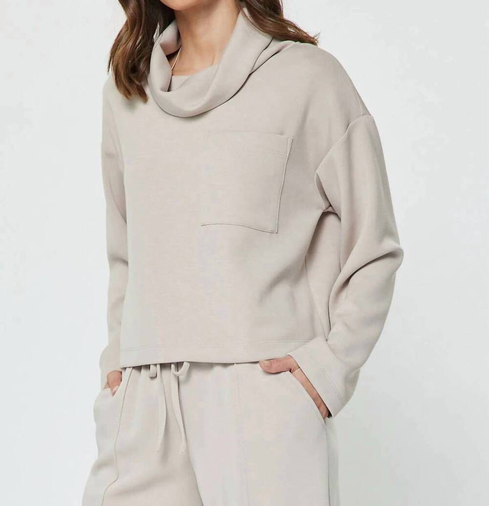 NEW CURRENT AIR cowl neck pullover sweatshirt and wide leg pants set in fog